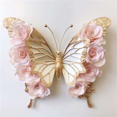 Premium Ai Image Ethereal Elegance White And Gold Butterfly With