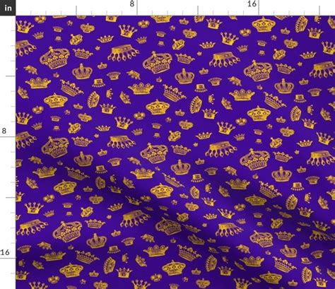 Royal Fabric Royal Crowns Gold on Purple by Lavaguy - Etsy