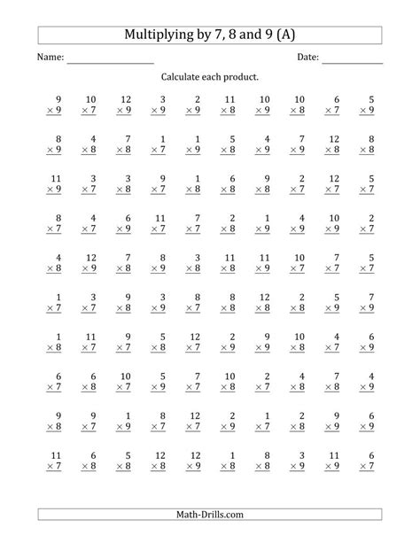 Multiplication Warm Up Worksheets Free Printable