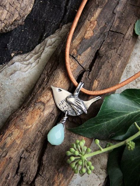 Wren Artisan Silver Bird Pendant Necklace With Chalcedony Etsy