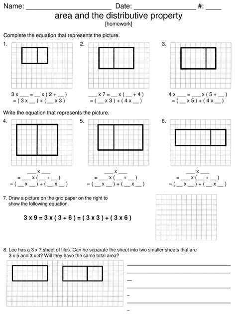 Distributive Property Area Model Worksheet Chart Sheet Gallery