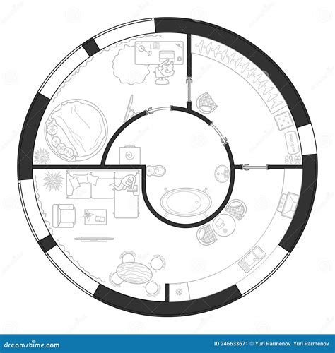 Circular Building Floor Plan