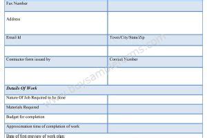 Contractor Worksheet Template