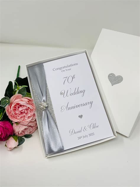 70th Wedding Anniversary Card Platinum 70 Year Seventieth Etsy