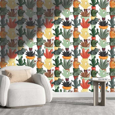 Yanfenqi Stick N Peel Wallpaper Cactus Papel Tapiz Para Ba O Wall Decor