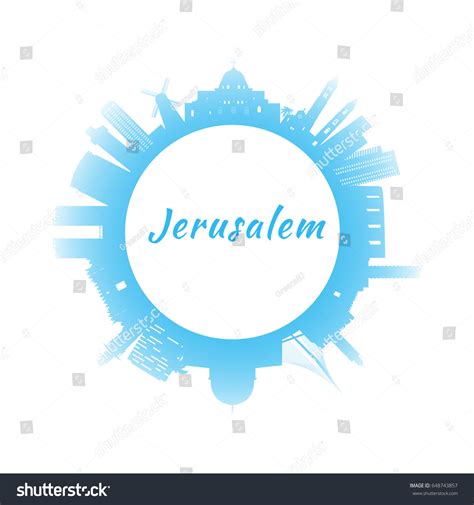 Silhouette Jerusalem Skyline Blue Buildings Image Stock Vector (Royalty ...