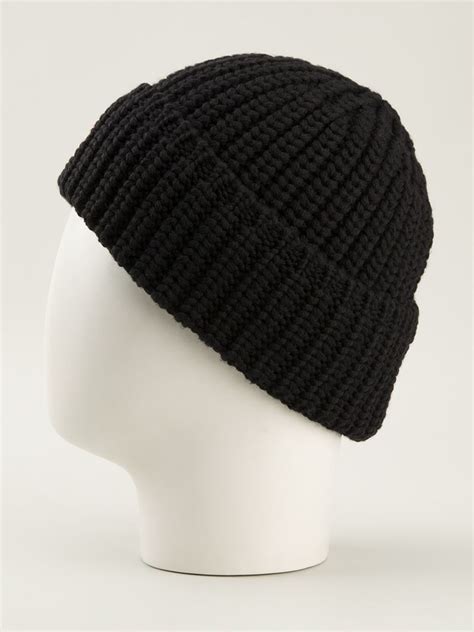 Lyst - Moncler Ribbed Knit Beanie Hat in Black for Men