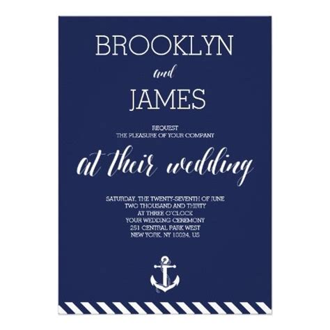 Nautical Wedding Invite With White Stripes