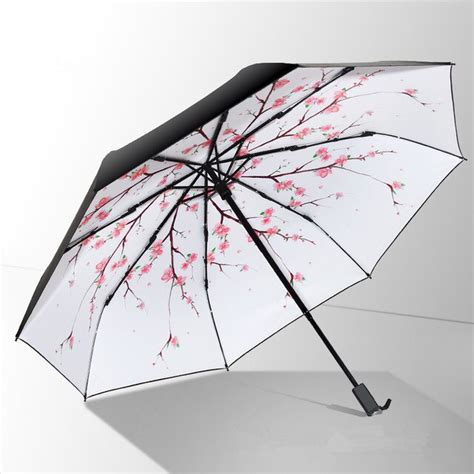 Sakura Umbrellas Three Folding Beautiful Umbrella Rain Women High