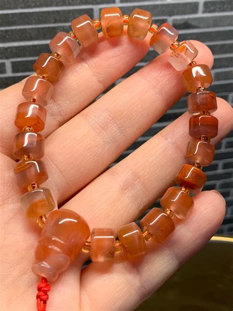 Genuine Nanhong South Red Agate Large Barrel Bead Beaded Etsy