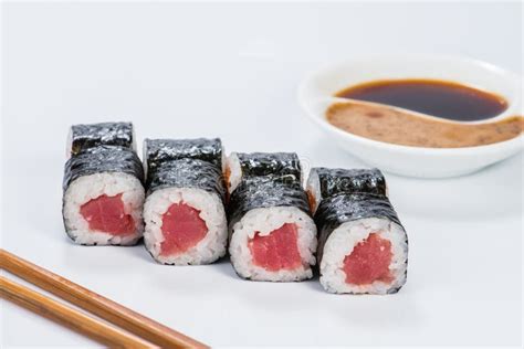 Fresh Delicious Japanese Sushi With Tuna Stock Photo - Image of meal, gourmet: 120284142