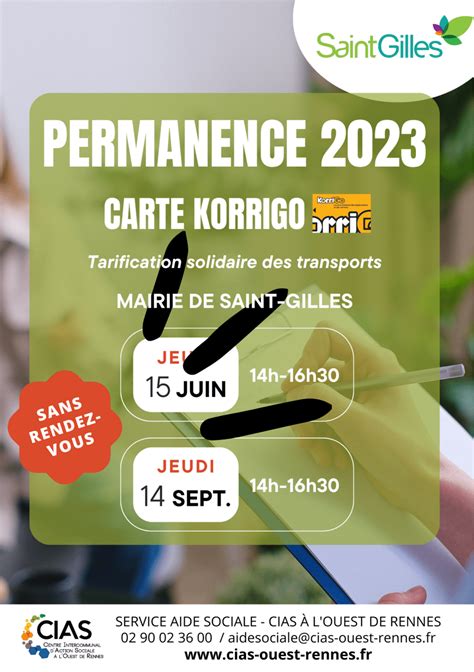 Permanence Carte Korrigo Mairie St Gilles Cias L Ouest De Rennes