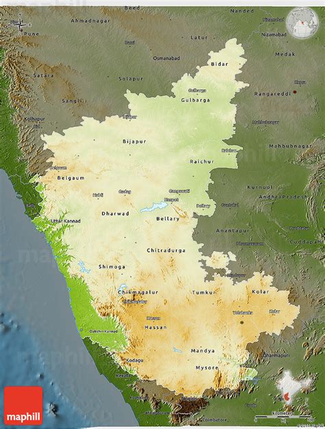 Physical D Map Of Karnataka Darken