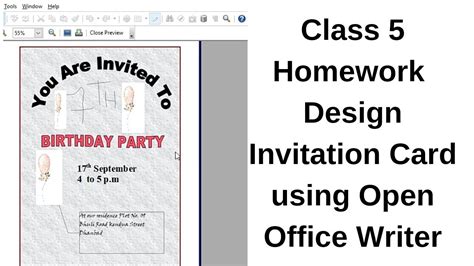 Dav Class Computer Hands On Activity Homework Design An Invitation