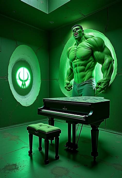 Futuristic Piano Room with Hulk Theme | Stable Diffusion Online