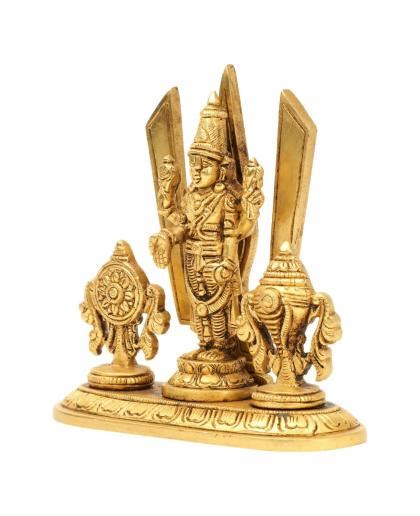 Mangalam Handicrafts Boutique Gold Toned Lord Balaji With Shank And