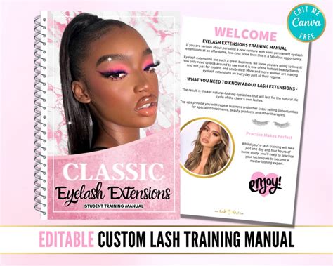 Classic Lash Extensions Training Manual Editable Canva Etsy