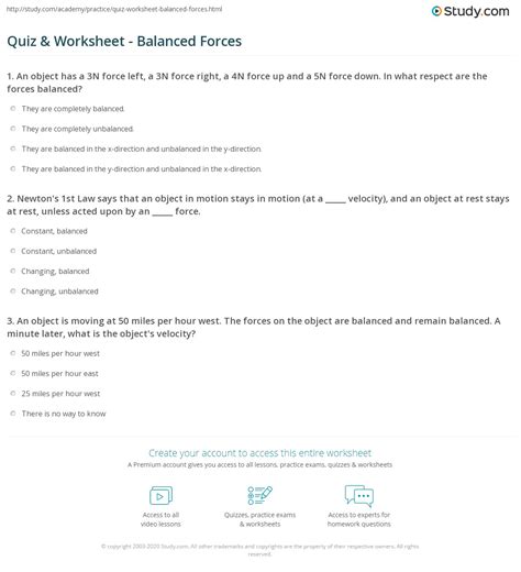 Balanced And Unbalanced Forces Worksheet Answer Key Grade Worksheet Printable