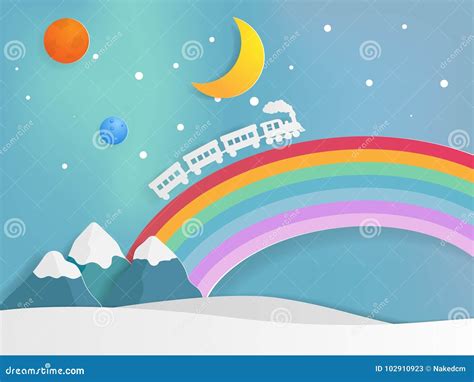 Train of Dream on Rainbow Railway Stock Vector - Illustration of dream ...