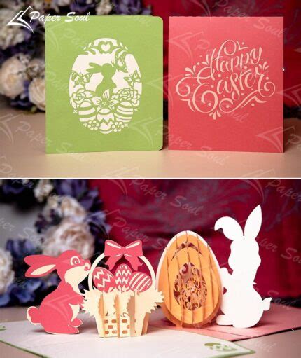 Set of two 2 templates: Easter pop up cards DIY - Paper Soul Craft