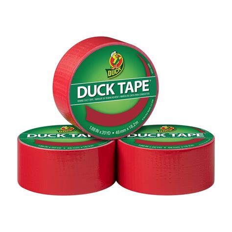 Color Duck Tape Brand Duct Tape 188 In X 20 Yd Red 3 Pack