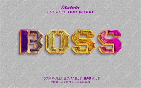 Premium Vector Boss Colorful Editable Text Effect 3d Gold Style