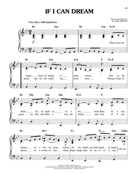 If I Can Dream By Elvis Presley Sheet Music For Easy Piano At Sheet Music Direct