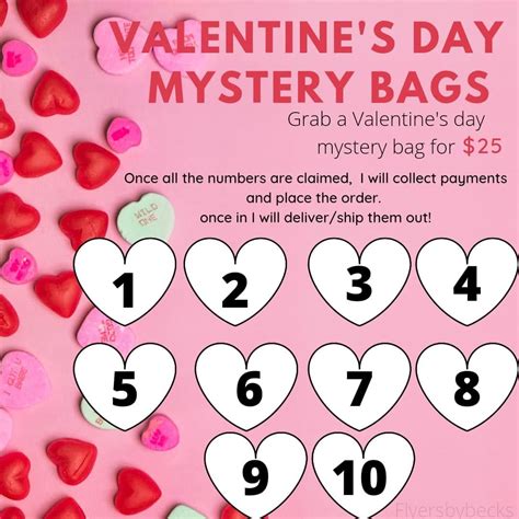 Valentine S Day Mystery Bags With Hearts And Numbers