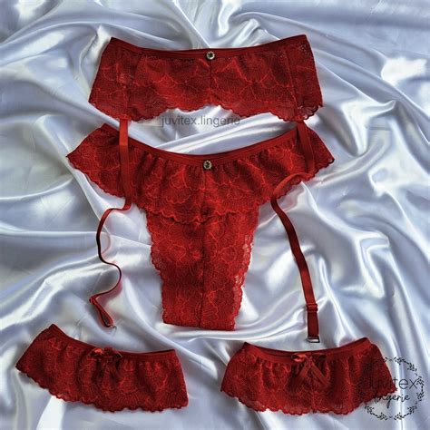 Trio Cinta Liga Calcinha Sexy De Renda Lingerie Shopee Brasil