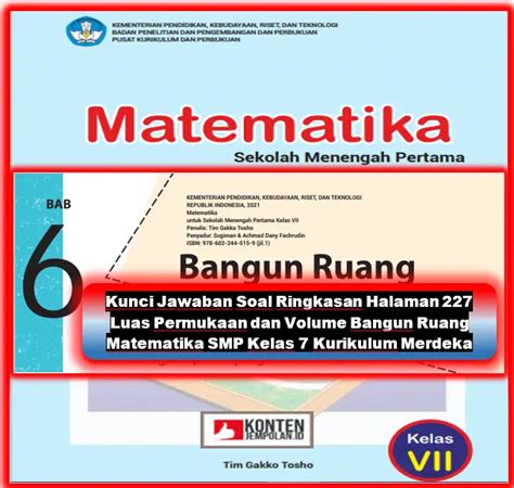 Kunci Jawaban Soal Ringkasan Halaman Luas Permukaan Dan Volume