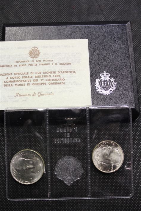 1982 San Marino Dittico Monete In Lire Garibaldi FDC In Argento