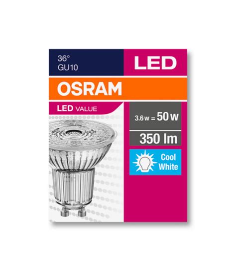 OSRAM LED VALUE PAR16 36 230V 3 6W 840 GU10 NoDIM A Sklo 350lm 4000K