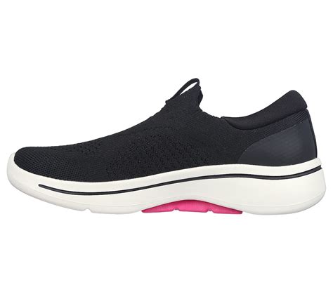 Skechers Black Hot Pink Go Walk Arch Fit L Womens Slip On Shoes Style