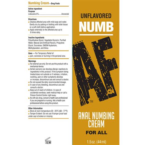 Numb Af Anal Desensitizer Gel 15 Floz 44 Ml Unflavored