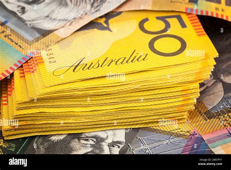 Australian Money Background Fifty Dollar Notes Stock Photo Alamy