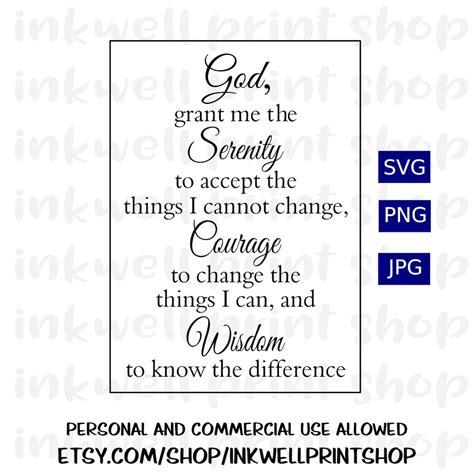 Serenity Prayer Digital Cut File Svg Png  Cut Files Etsy