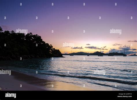 Anse Patates Beach La Digue Island Seychelles White Beach With Blue