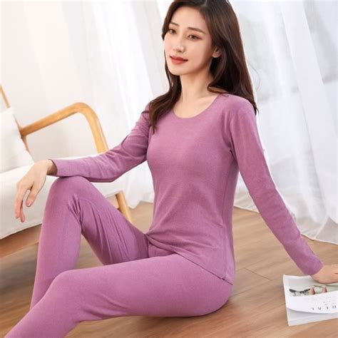 Ensemble De Lingerie Ensemble Pyjama Long Et Chaud Pour Femme Sous