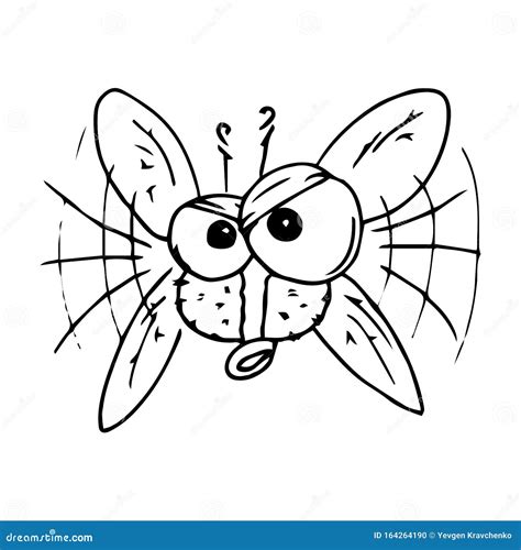 Dibujado A Mano Vector De Mosca De Dibujos Animados Mosaico Stock De