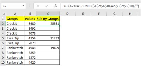 Groups Excel Spreadsheet