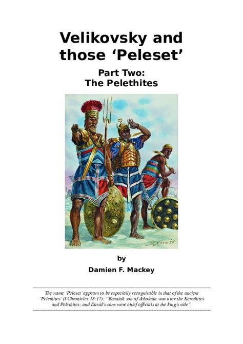 (DOC) Velikovsky and those ‘Peleset’. Part Two: The Pelethites