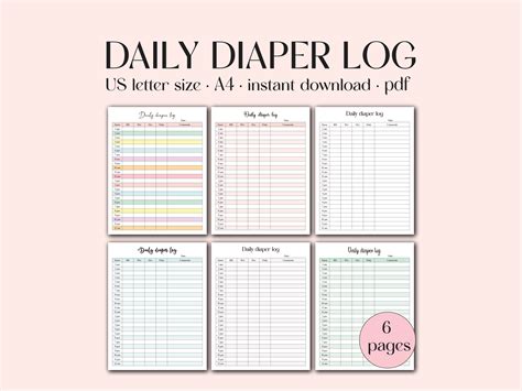 Diaper Log Printable: Daily Changing Tracker & Infant Changing Chart in