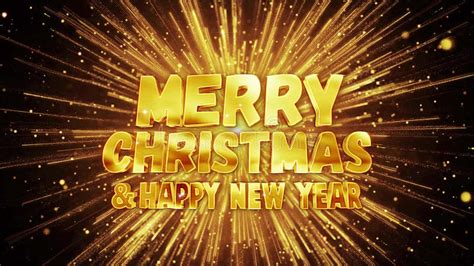 Merry Christmas Happy New Year Eve Greeting Text With Particles