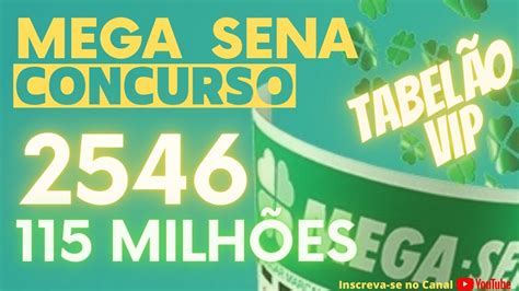 MEGA SENA MILIONÁRIA CONC 2546 PRÊMIO ESTIMADO EM 115 000 000 00