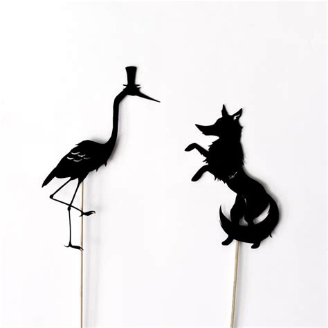 Fox and Crane Shadow Puppet Set - Etsy