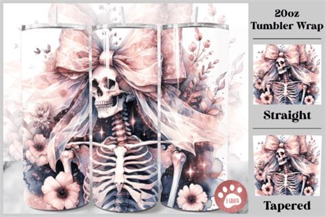 Skeleton Bow Coquette Tumbler Wrap Graphic By Luna Art Design