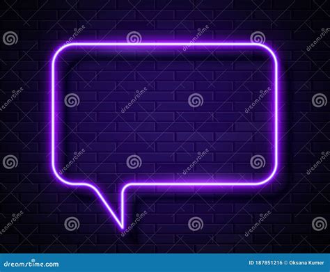 Vector Neon Violet Glowing Speech Bubble Sign Stock Vector