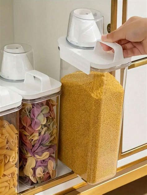 Pc Portable Transparent Grain Storage Container With Pouring Spout