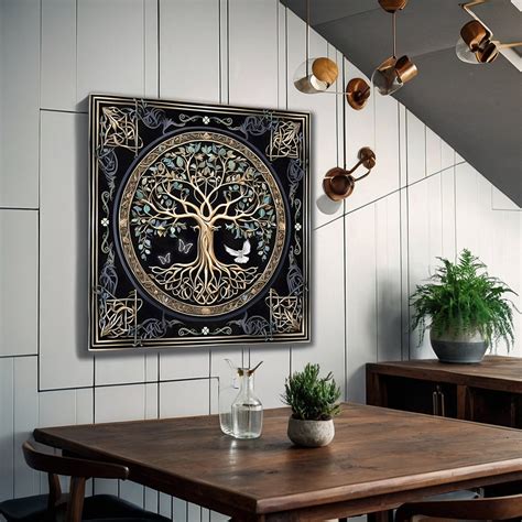 Tree Of Life Canvas Wall Art Yggdrasil Canvas Celtic Knot Design