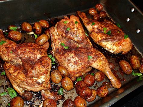 Roasted Half Chickens Rubbed With Extra Virgin Olive Oil Oregano